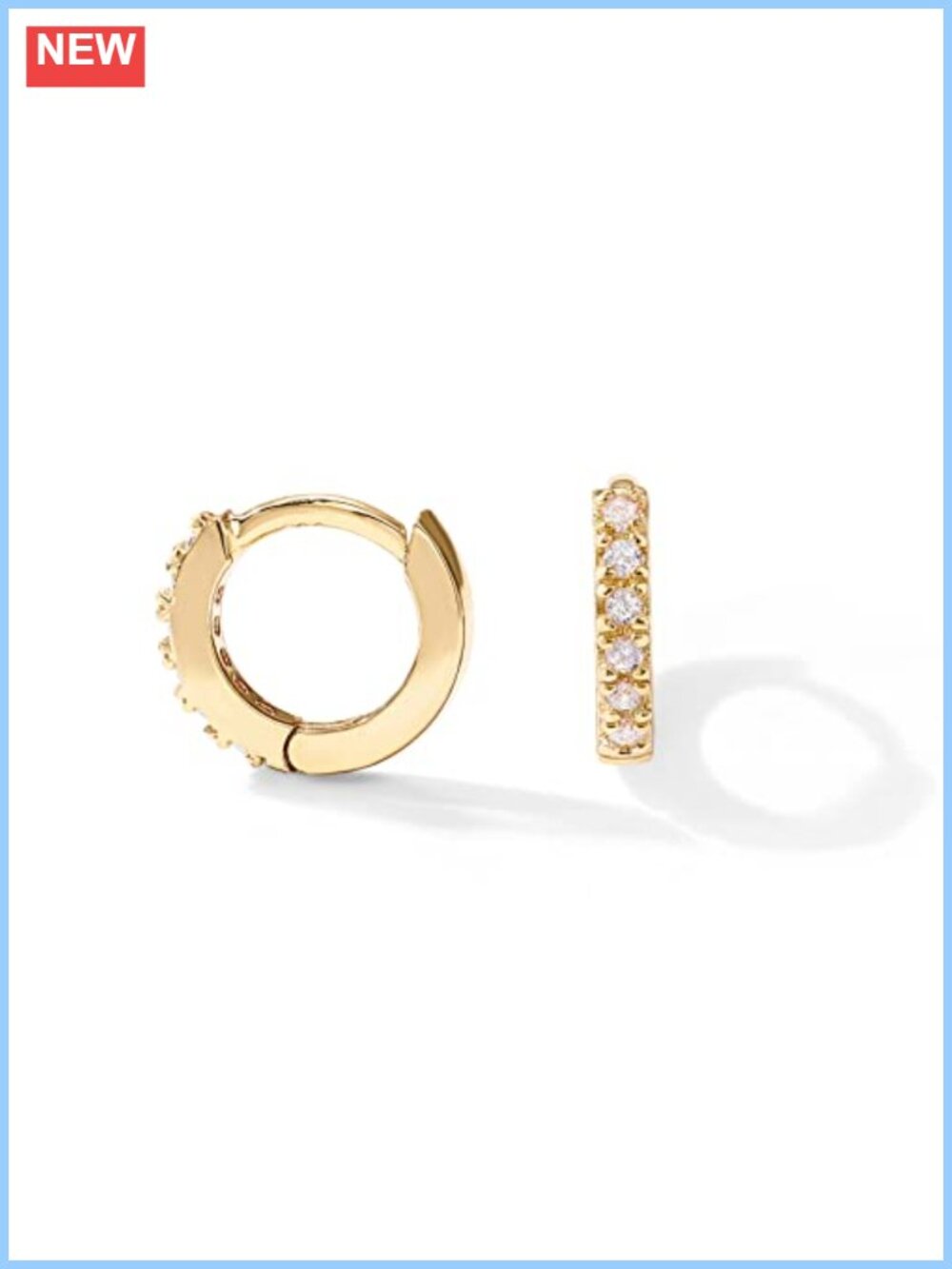 14K Gold Plated Dainty CZ Huggie Earrings 925 Sterling Silver Posts